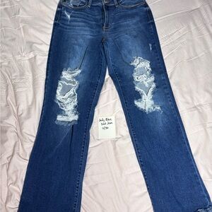 Judy Blue Straight Leg Blue Jeans Distressed